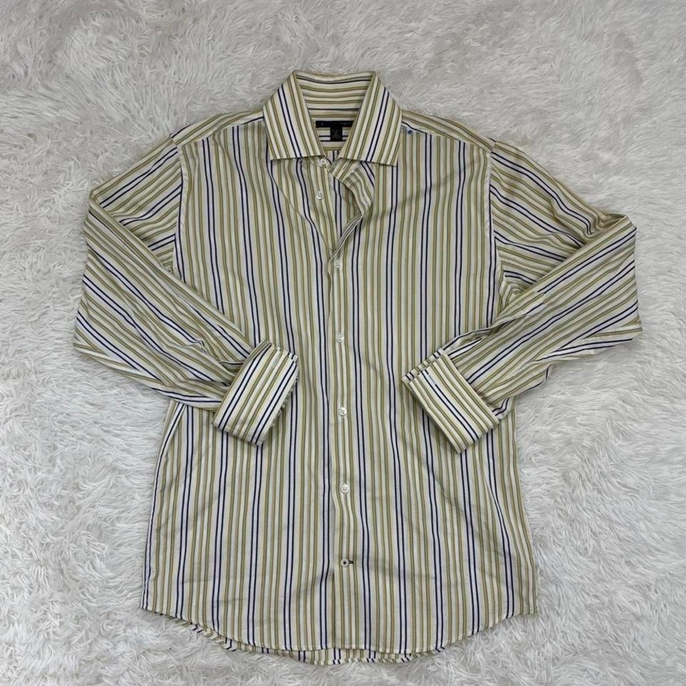 Vintage 90s Y2K Pretty Boy Banana Republic green striped button up shirt
